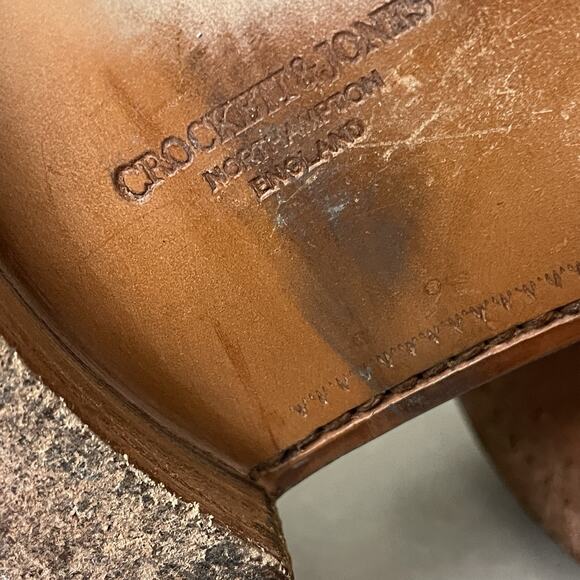 Crockett & Jones Tan Brogue Oxford Wingtip Rochester Shoes Sz UK 8.5 / US 9.5 - Picture 11 of 16